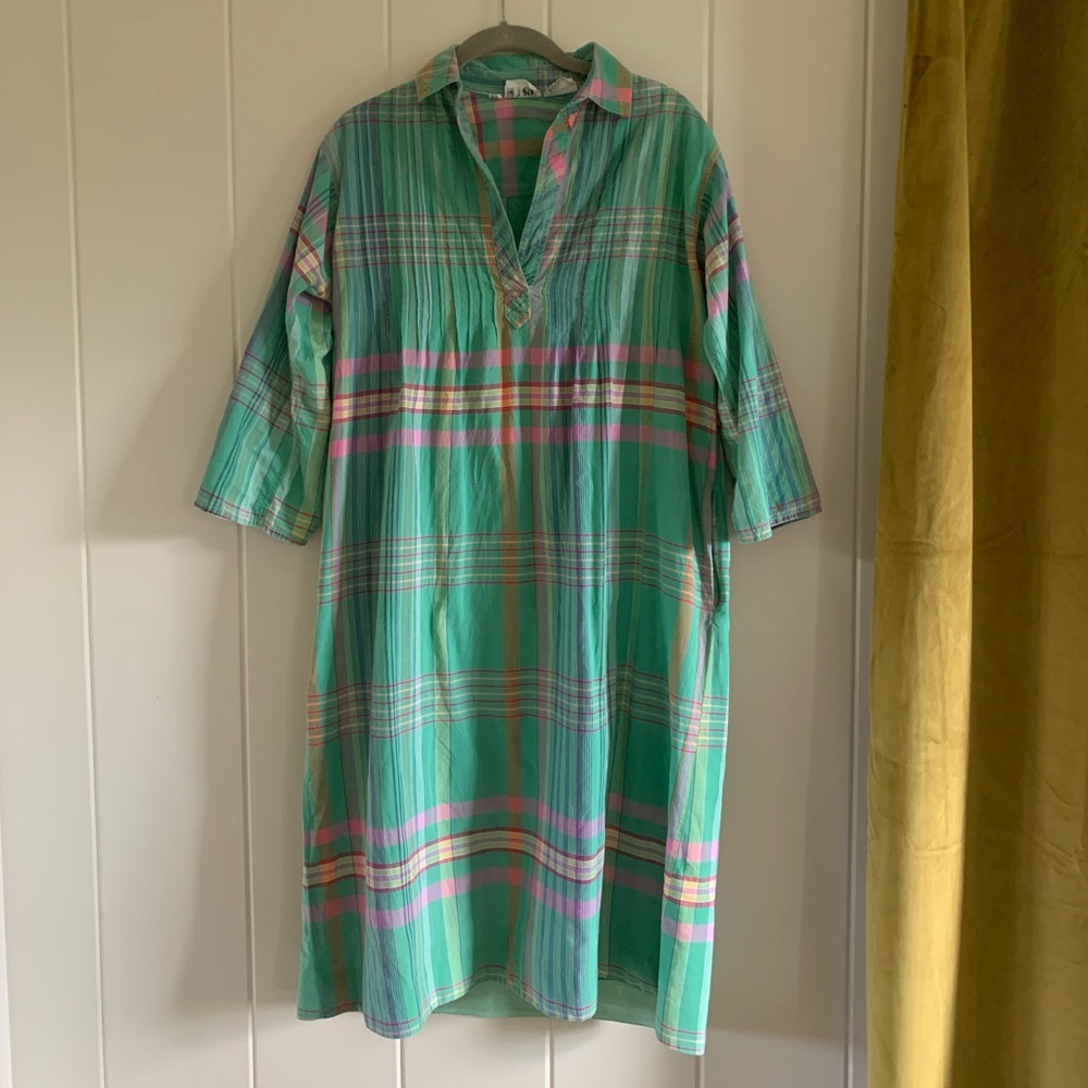 Vintage cotton plaid midi dress size small medium